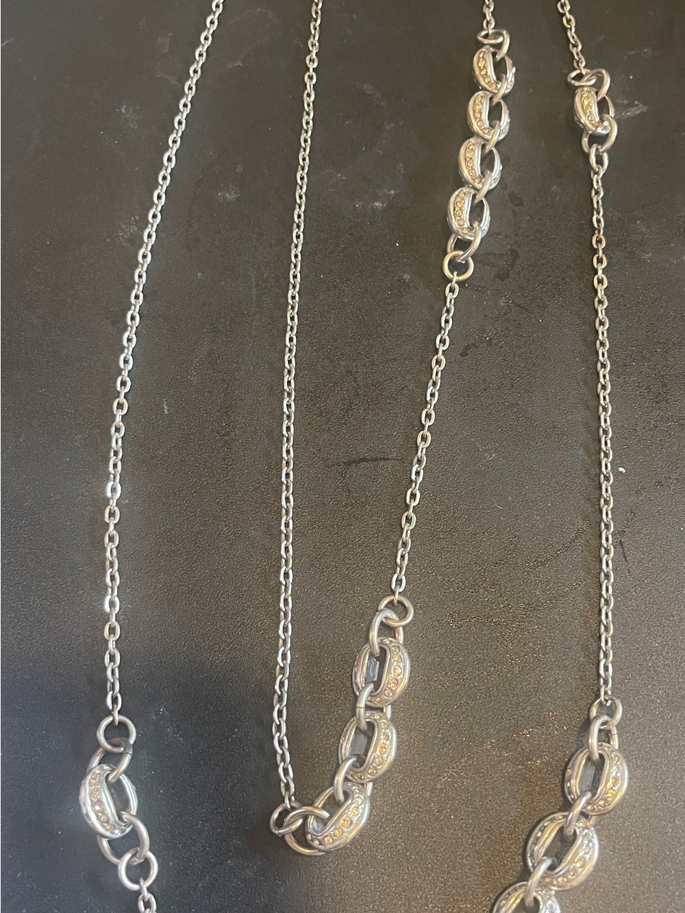 St. John Silver-Tone Linked Necklace with Crystal-Embellished Oval Links